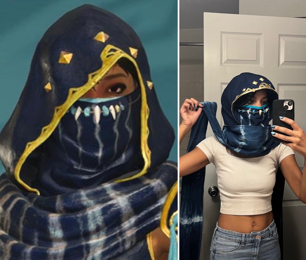 a side by side comparison of the original monster hunter character and Brittany 